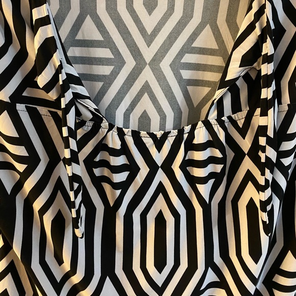 INC International Concepts Work Dress Top: Black, White, and Pink stripe design - Picture 8 of 10